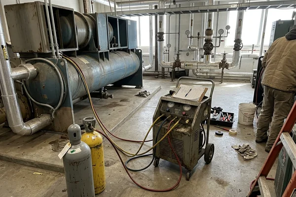 Refrigerant recovery during a chiller rebuild