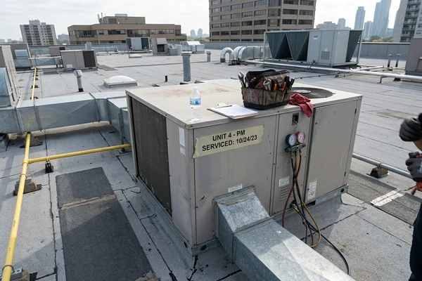 RTU tagged with tenant unit number during plaza-wide PM