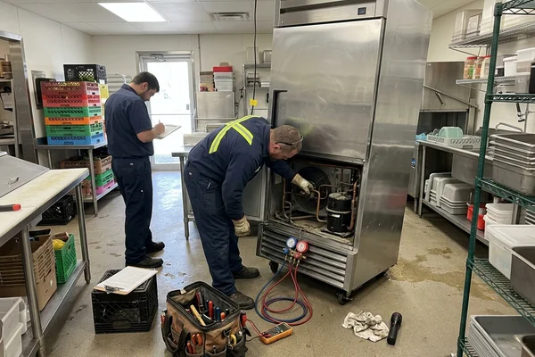 Repairing a reach-in refrigerator condensing unit