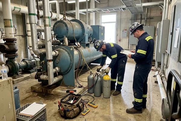 Recovering refrigerant from an old chiller before removal