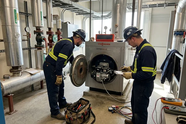Inspecting a condensing boiler burner