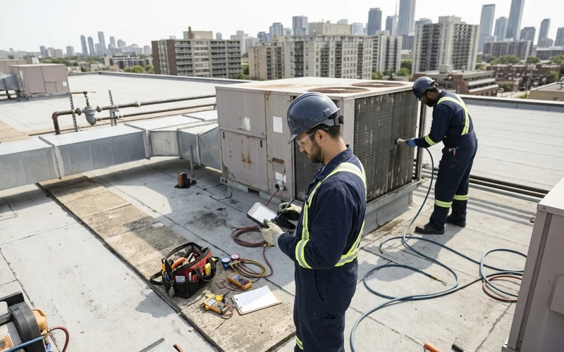 Filling in a written condition report during a maintenance visit