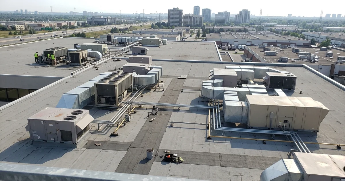 Commercial rooftops with HVAC equipment across the Greater Toronto Area