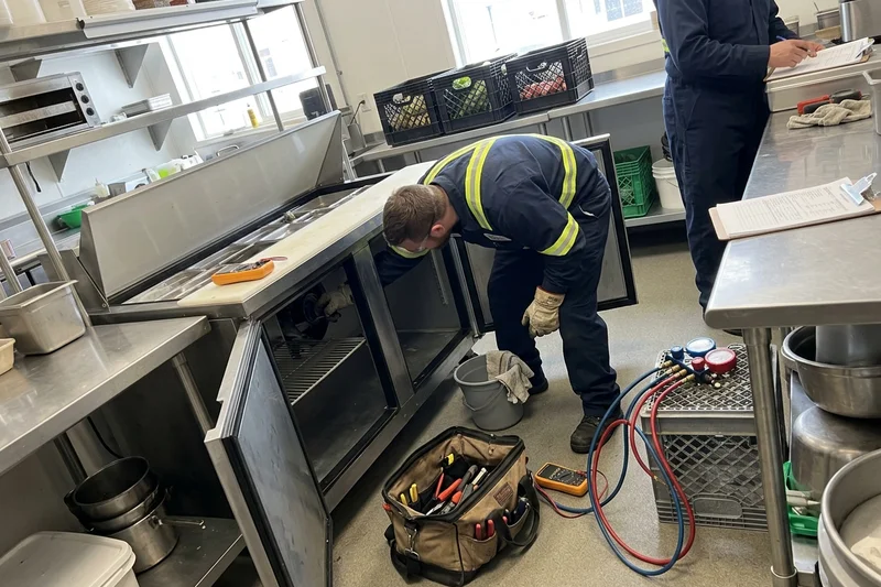 Servicing prep table refrigeration