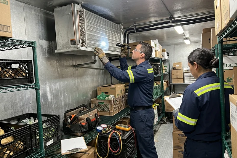 Inspecting a walk-in freezer evaporator coil