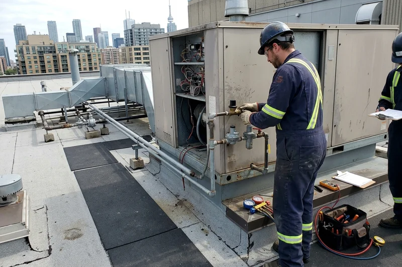 Connecting the gas train on a new make-up air unit