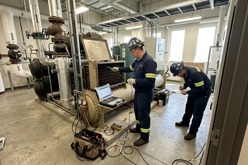 Eddy current testing of chiller condenser tubes